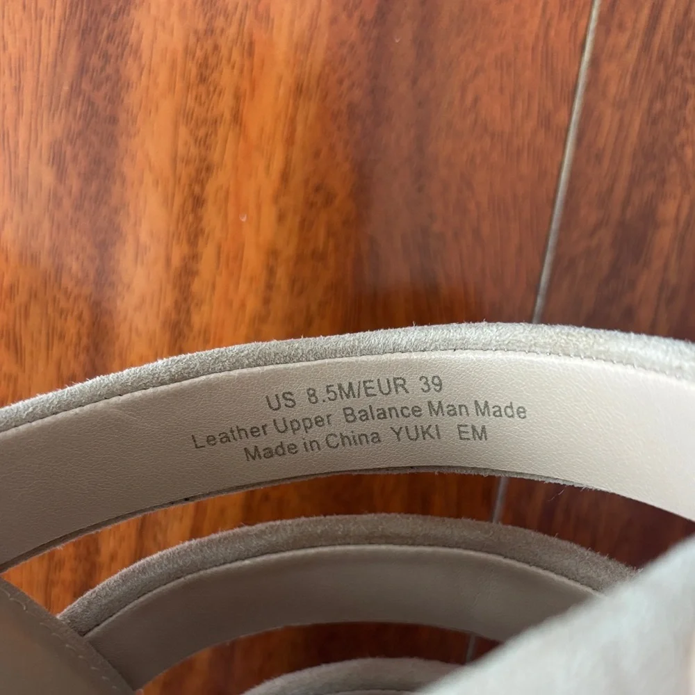 Sam Edelman Beige Suede Cork Wedge Slide Sandals
